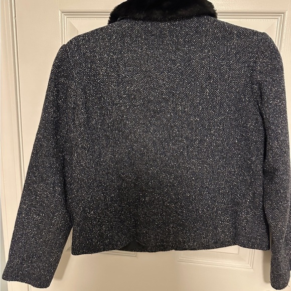 Talbots Black and Gray Blazer with Plush Collar - Picture 4 of 4